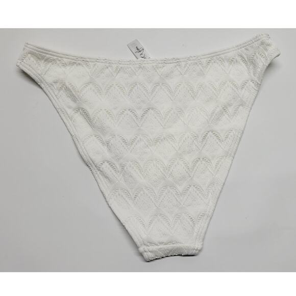 Peek & Beau Exclusive Textured Eyelet High Leg Bikini Bottom White Size 8 - Picture 4 of 13